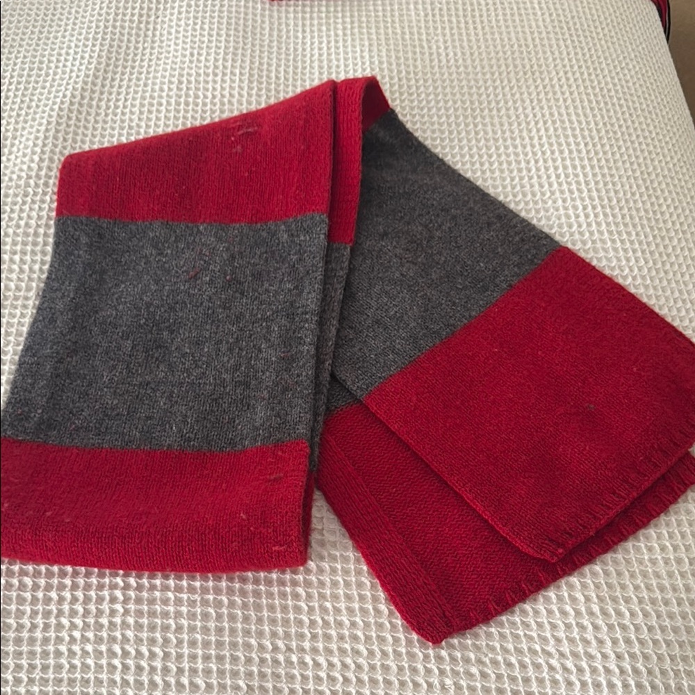 GAP Vibrant Red and Gray Knit Scarf